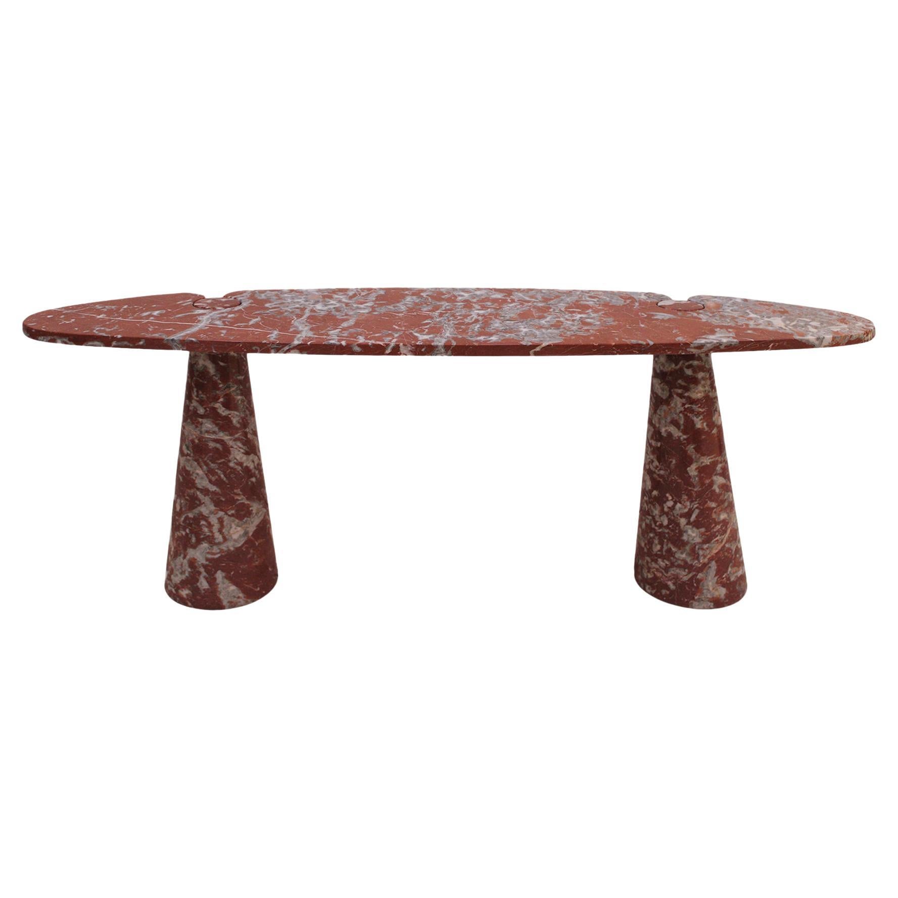 Midcentury Angelo Mangiarotti Italian Eros Console Coral Red Marble for Skipper For Sale
