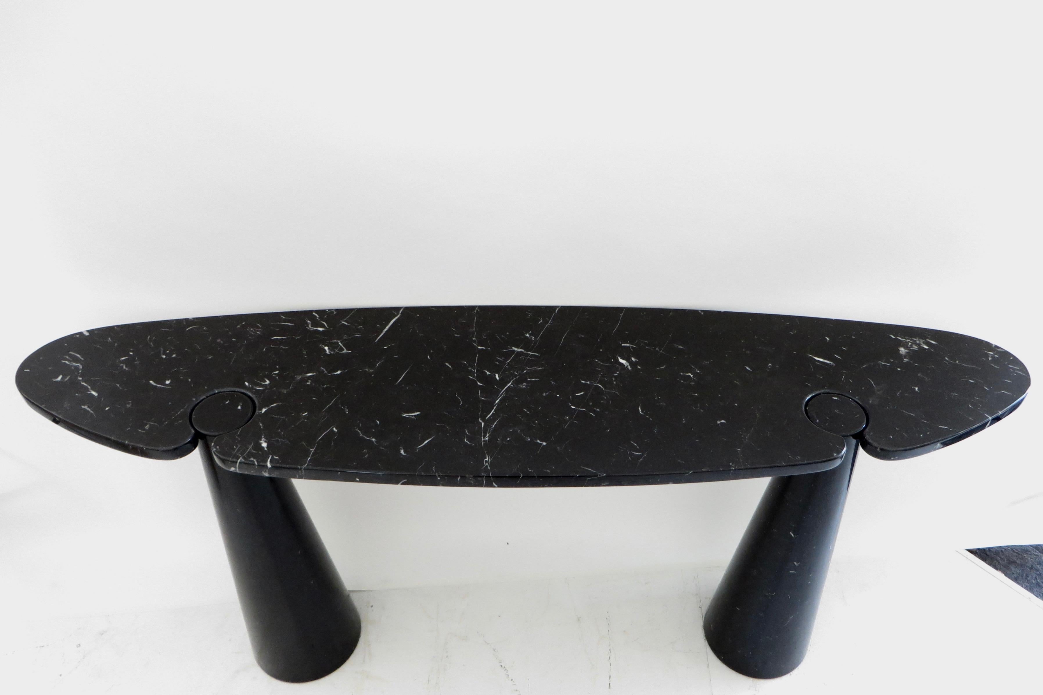 Angelo Mangiarotti Italian Eros Console for Skipper Black Marquina Marble 2