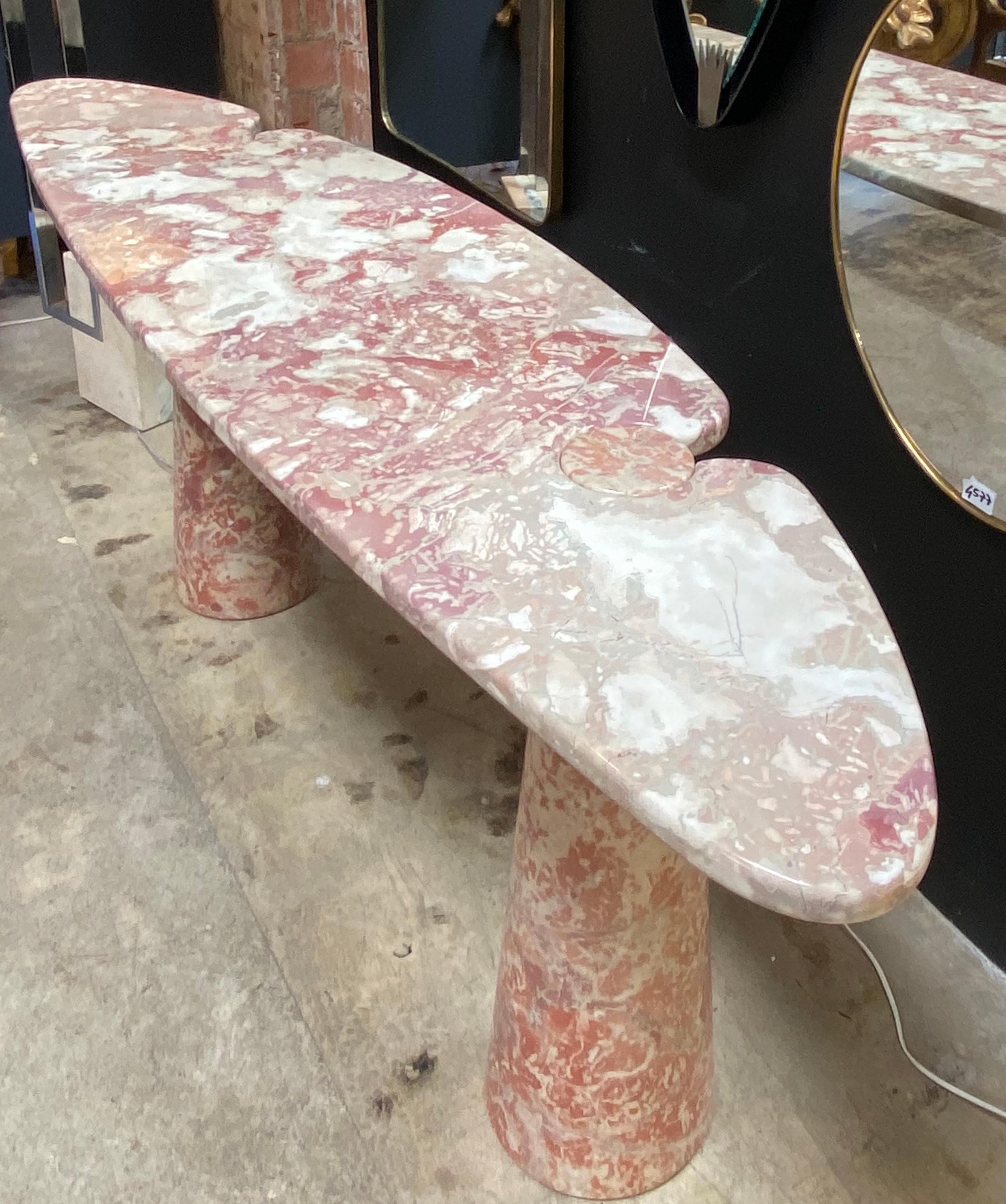 Angelo Mangiarotti Italian Eros Console Pink Marble for Skipper, 1971 In Excellent Condition In Los Angeles, CA