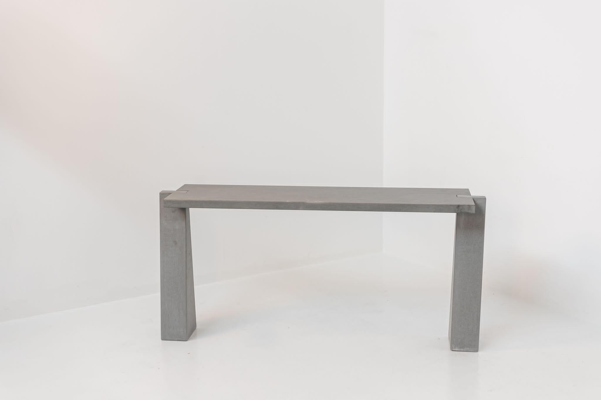 Angelo Mangiarotti vintage Pietra Serena console table, Angelo Mangiarotti, Skipper Italy, 1978.                                                    A development on the previous 