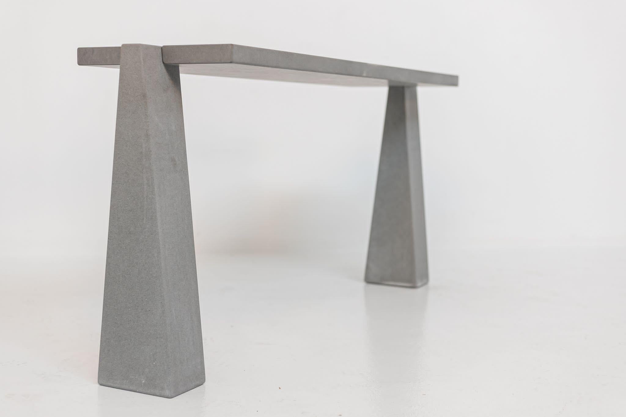 Mid-Century Modern Angelo Mangiarotti Italian Inca Pietra Serena Marble Console for Skipper 1978 For Sale