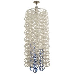 Angelo Mangiarotti Italian Post-War Crystal and Blue Glass Chandelier