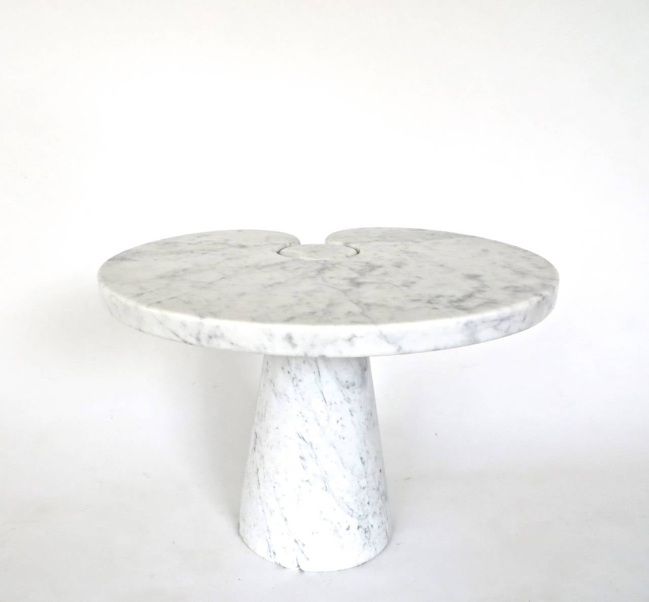 Mid-Century Modern Angelo Mangiarotti Italian White Carrara Marble Low Side Table Eros Series