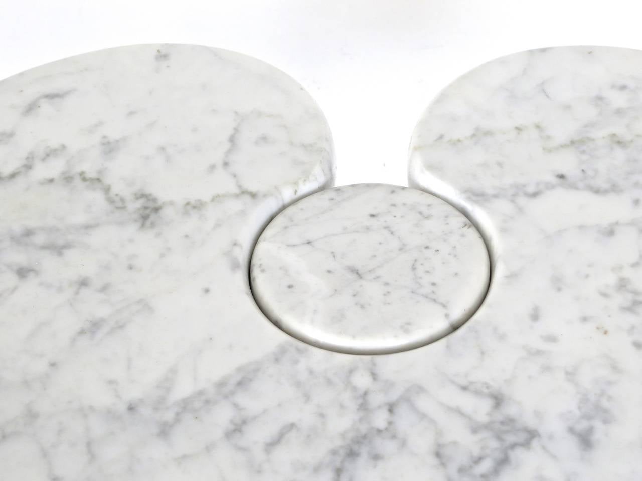 Angelo Mangiarotti Italian White Carrara Marble Low Side Table Eros Series 1