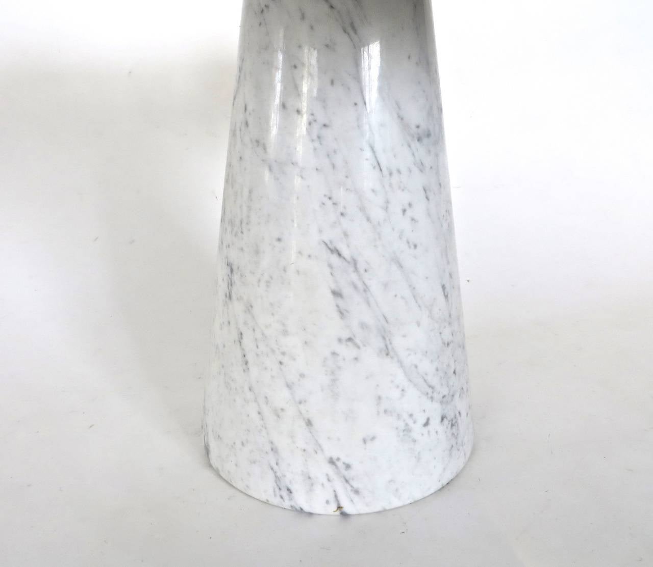 Angelo Mangiarotti Italian White Carrara Marble Low Side Table Eros Series 2