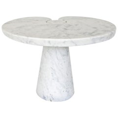 Angelo Mangiarotti Italian White Carrara Marble Low Side Table Eros Series