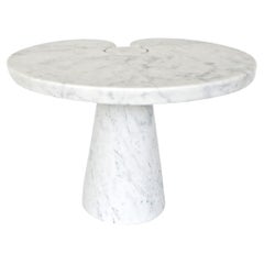 Angelo Mangiarotti Italian White Carrara Marble Low Side Table Eros Series