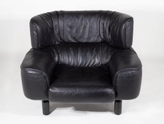 Angelo Mangiarotti Jumbo Lounge Chairs for Cassina in Black Leather