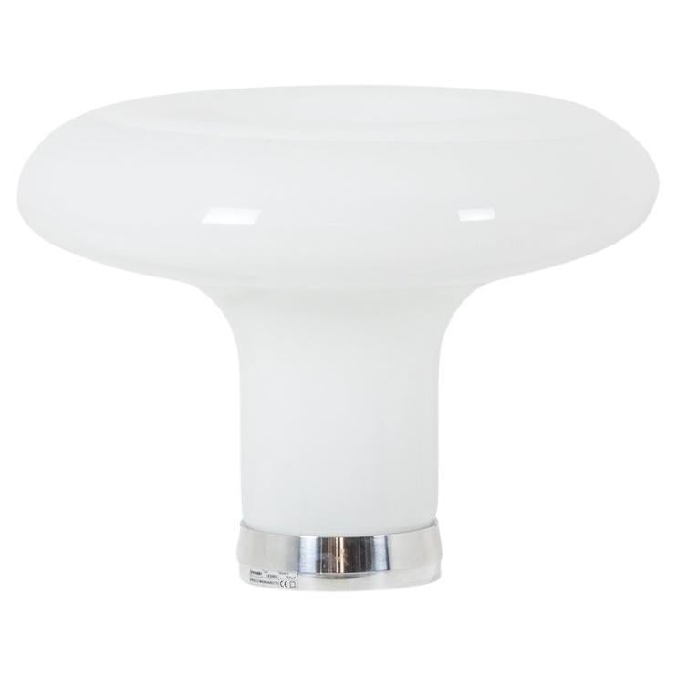 Angelo Mangiarotti. Lamp in opaline and chrome metal. 1980s.