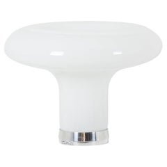 Angelo Mangiarotti. Lamp in opaline and chrome metal. 1980s.