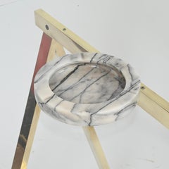 Angelo Mangiarotti Large Round Ashtray in Arabescato Carrara Marble, Italy 1970s