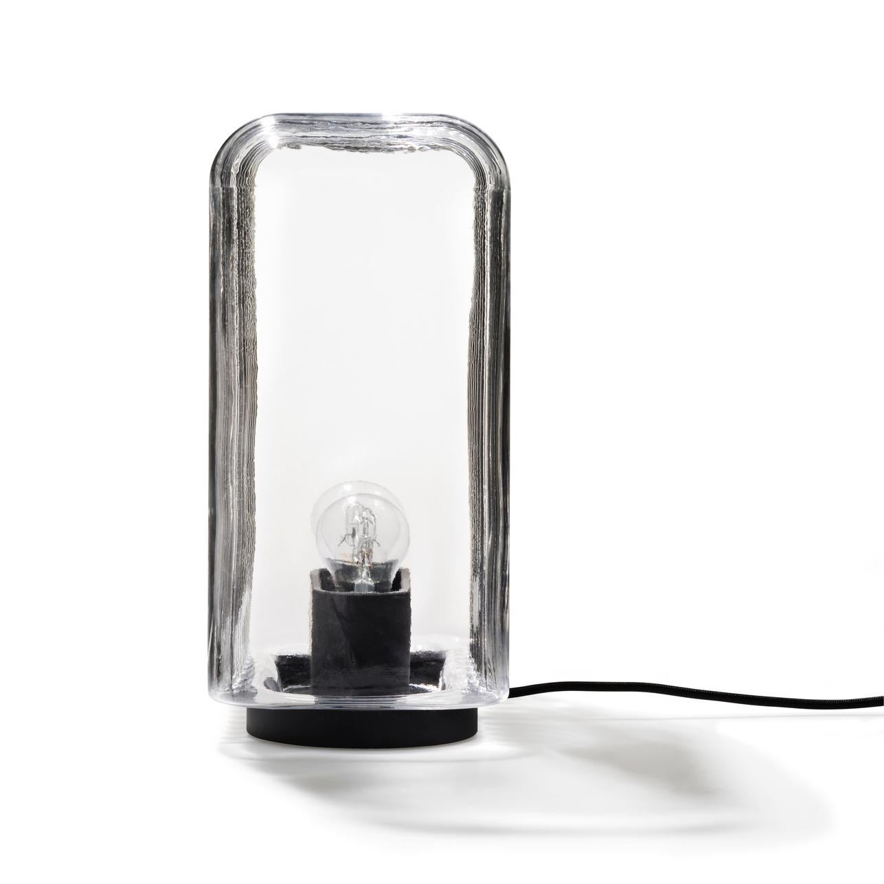 Danish Angelo Mangiarotti 'Lari' Aluminium and Glass Table Lamp by Karakter
