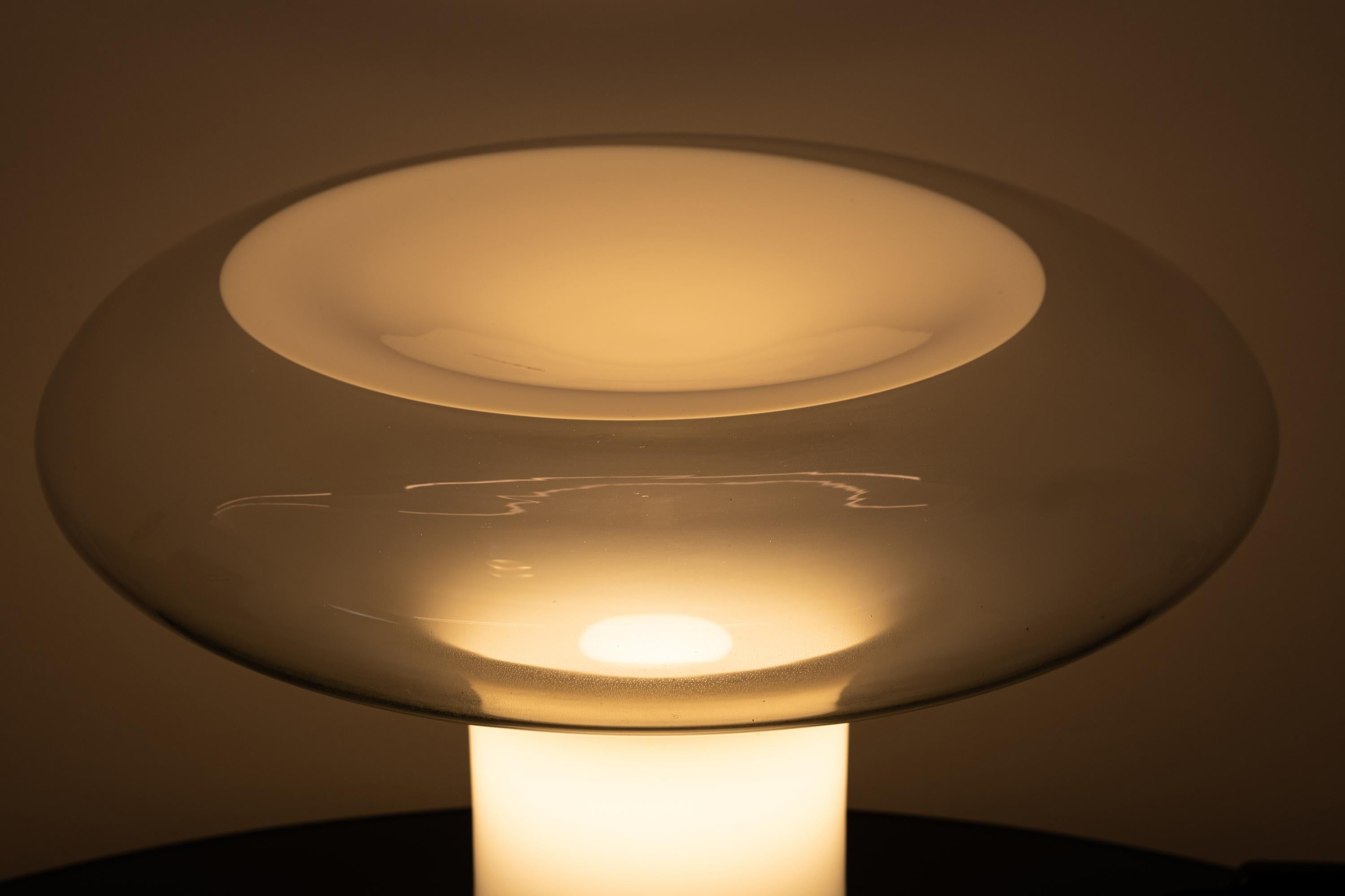Metal Angelo Mangiarotti Lesbo Table Lamp in Blown Glass for Artemide, 1970