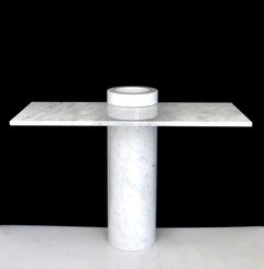 Angelo Mangiarotti Loico Collection White Italian Carrara Marble Console