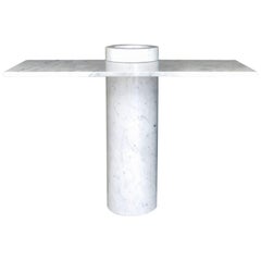 Angelo Mangiarotti Loico Collection White Italian Carrara Marble Console