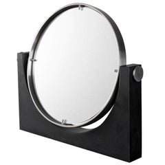 Angelo Mangiarotti Marble and Steel Vanity Table Mirror Round, Italy, 1970s