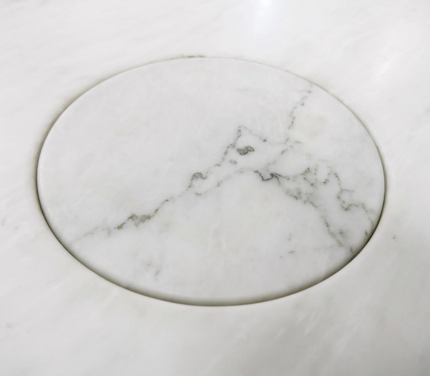 Mid-Century Modern White Angelo Mangiarotti Marble Round Dining Table, 1970s 1