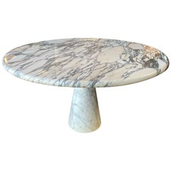 Angelo Mangiarotti Marble Round Dining Table, 1970s