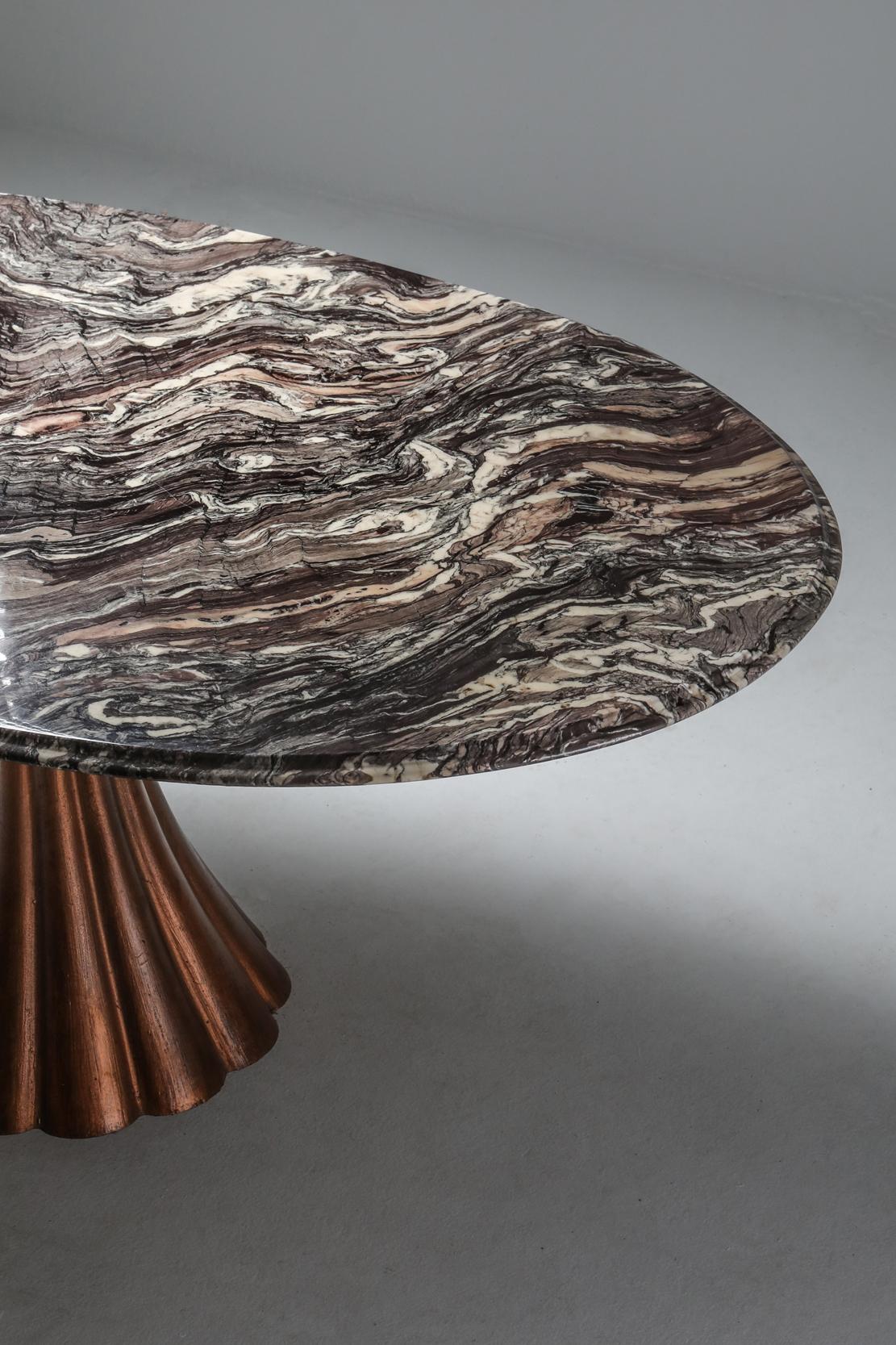 Angelo Mangiarotti Style Marble Table on Metallic Cast Base 2