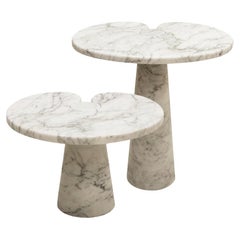 Angelo Mangiarotti Mid Century Eros Italian Side Tables Made of Marble