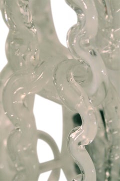 Angelo Mangiarotti Mid-Century Tiered Glass and Metal Chandelier