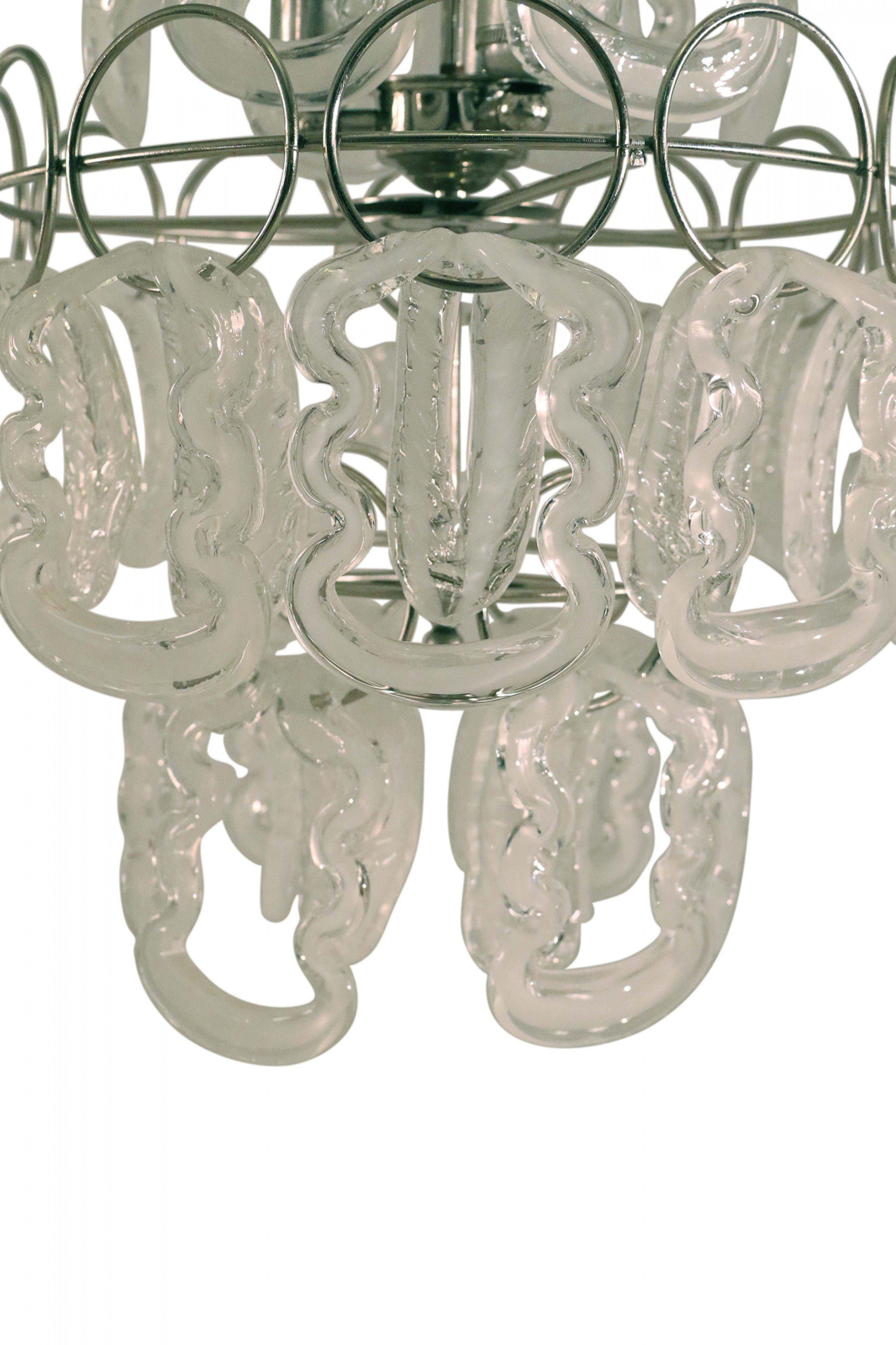 Lustre à étages Angelo Mangiarotti en verre et métal du milieu du siècle dernier Bon état - En vente à New York, NY