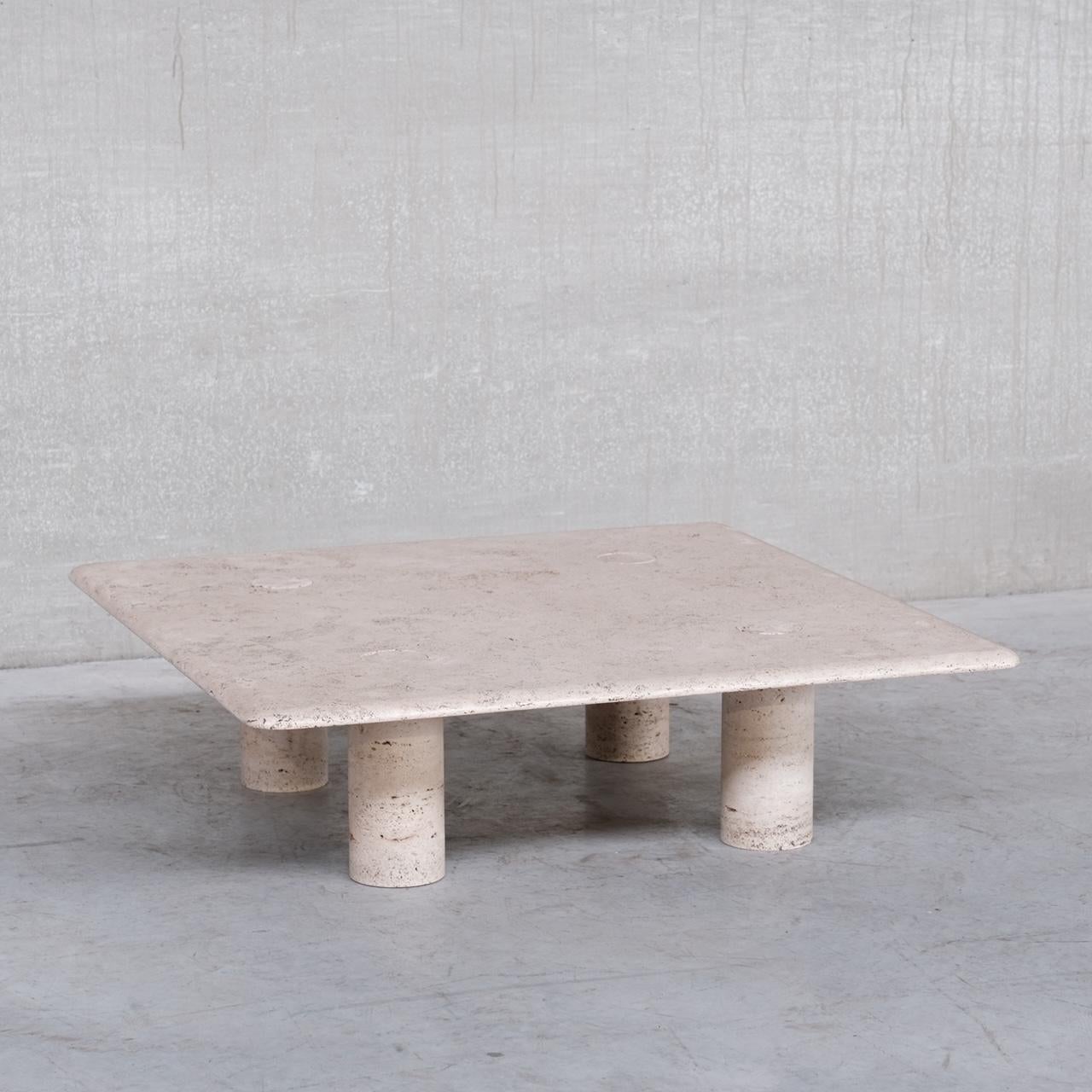 Italian Angelo Mangiarotti Mid-Century Travertine Table for Up & Up For Sale