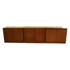 Angelo Mangiarotti modular sideboard travertine top mod 4D Molteni production.