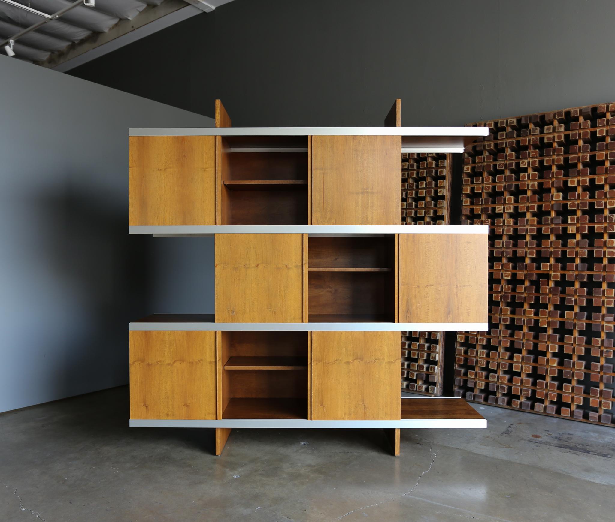 Angelo Mangiarotti multiuse exotic wood cabinet for Poltronova, circa 1965.