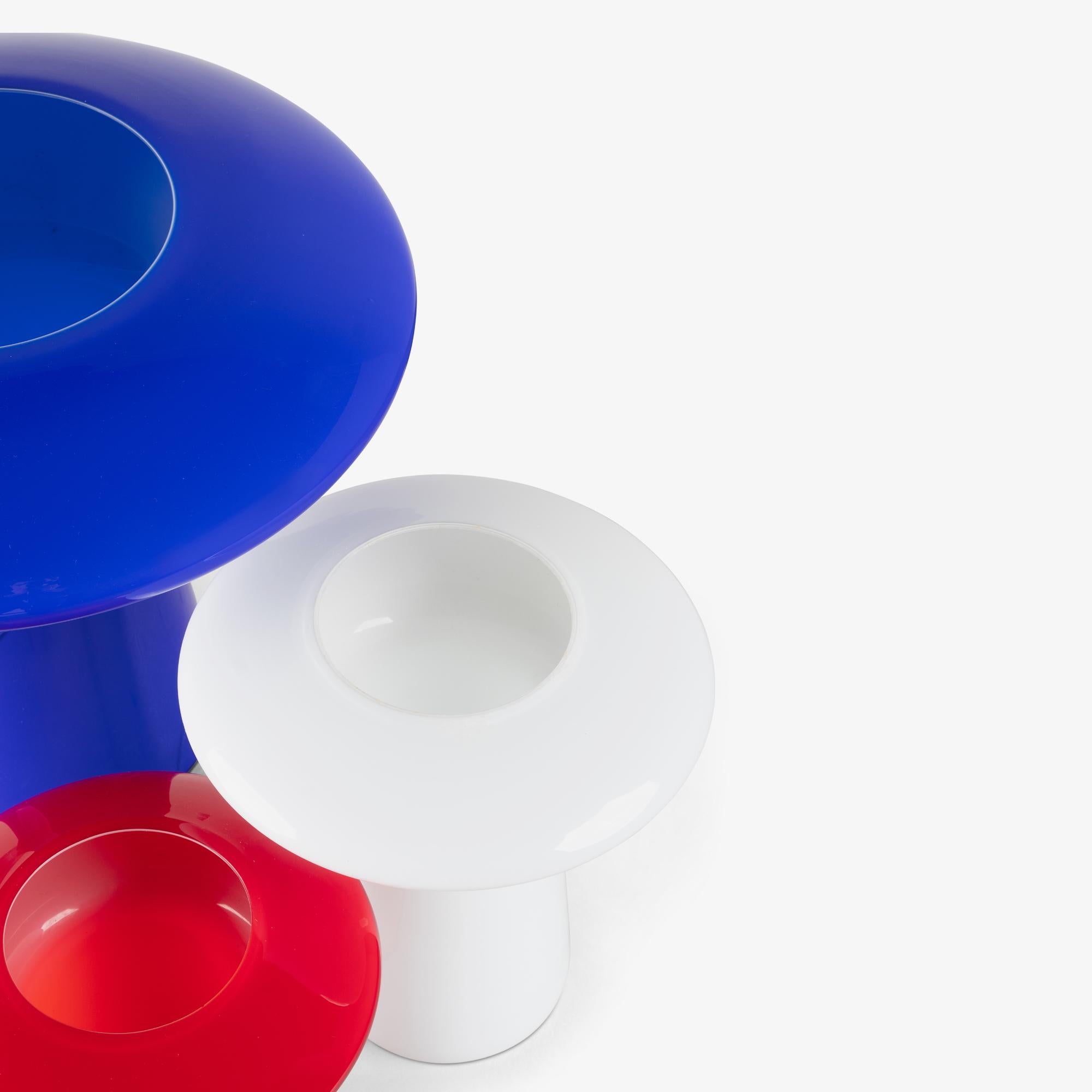Angelo Mangiarotti Murano Glass Mushroom Vases for Knoll in Blue Red and White For Sale 3