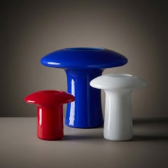 Angelo Mangiarotti Murano Glass Mushroom Vases for Knoll in Blue Red and White