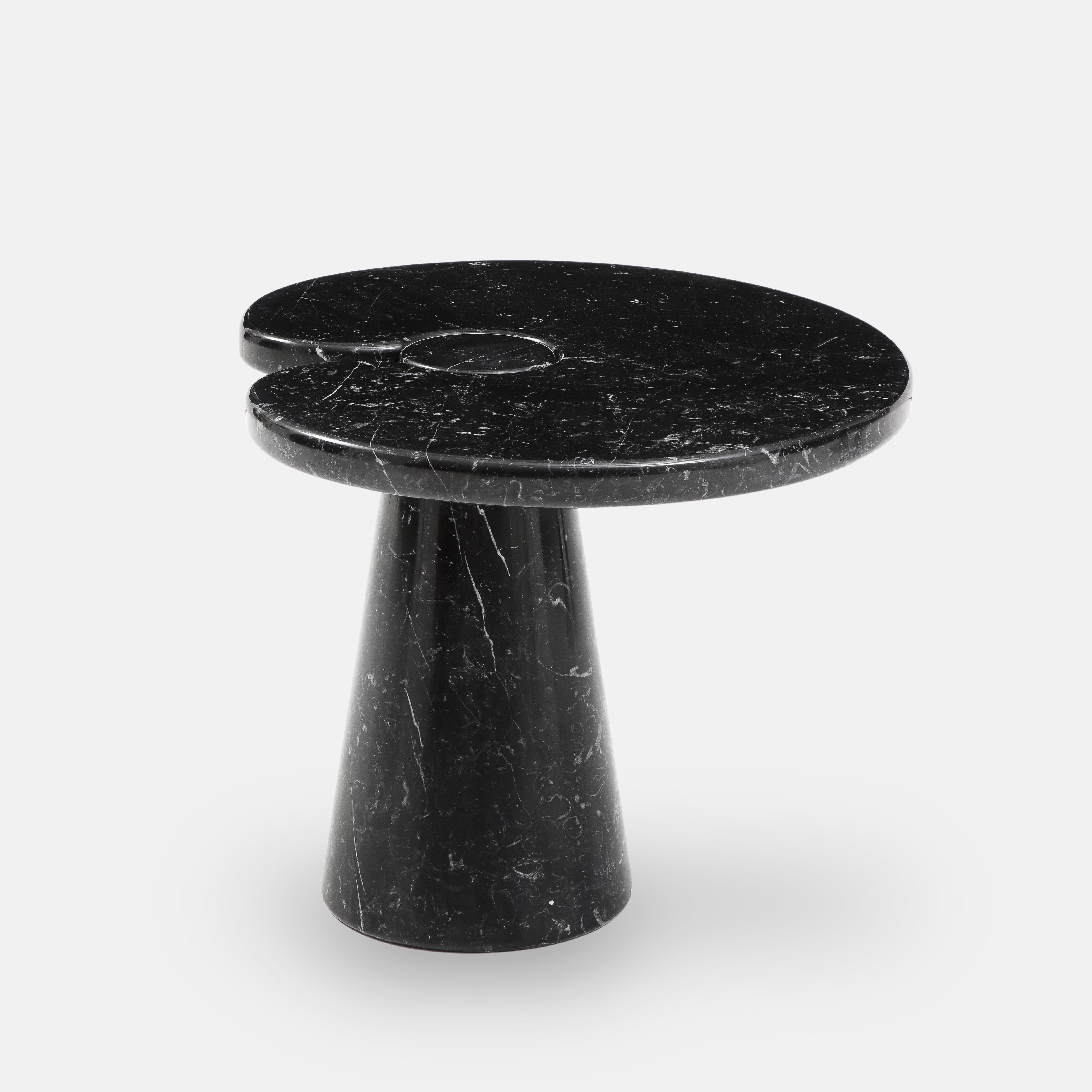 Italian Angelo Mangiarotti Nero Marquina Marble Side Table from 'Eros' Series, 1971