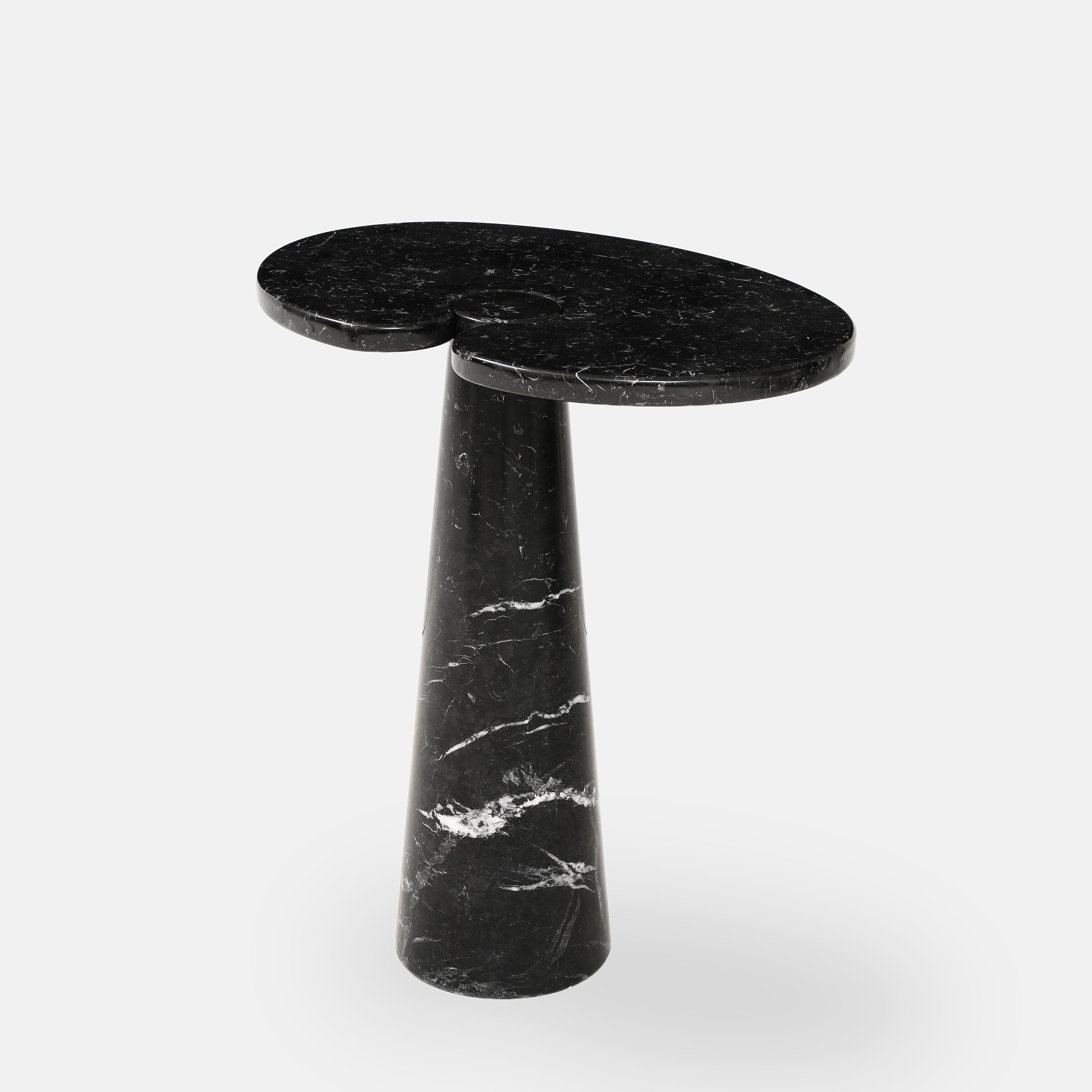 Mid-Century Modern Angelo Mangiarotti Nero Marquina Marble Tall Side Table from Eros Series, 1971 For Sale