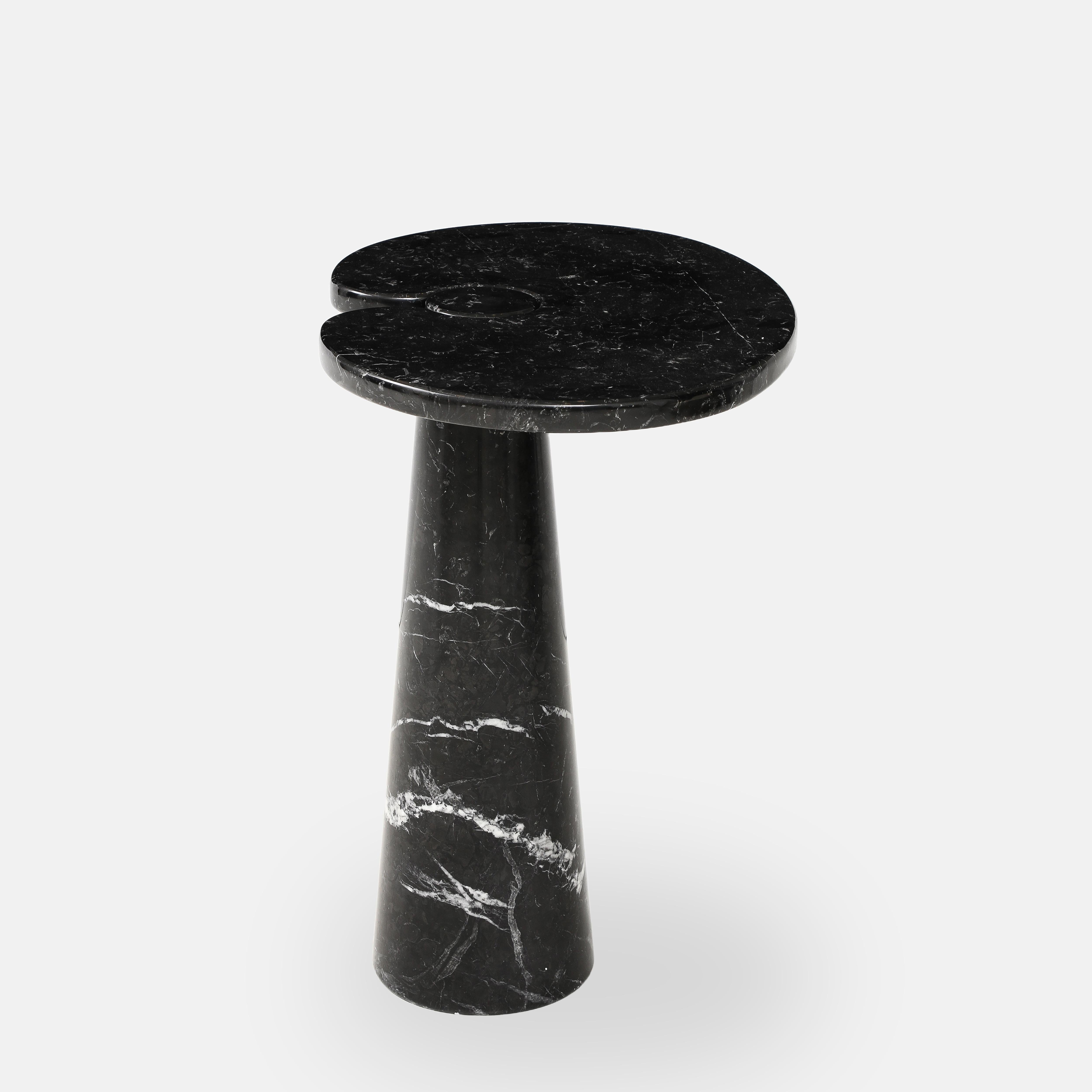 Italian Angelo Mangiarotti Nero Marquina Marble Tall Side Table from Eros Series, 1971 For Sale