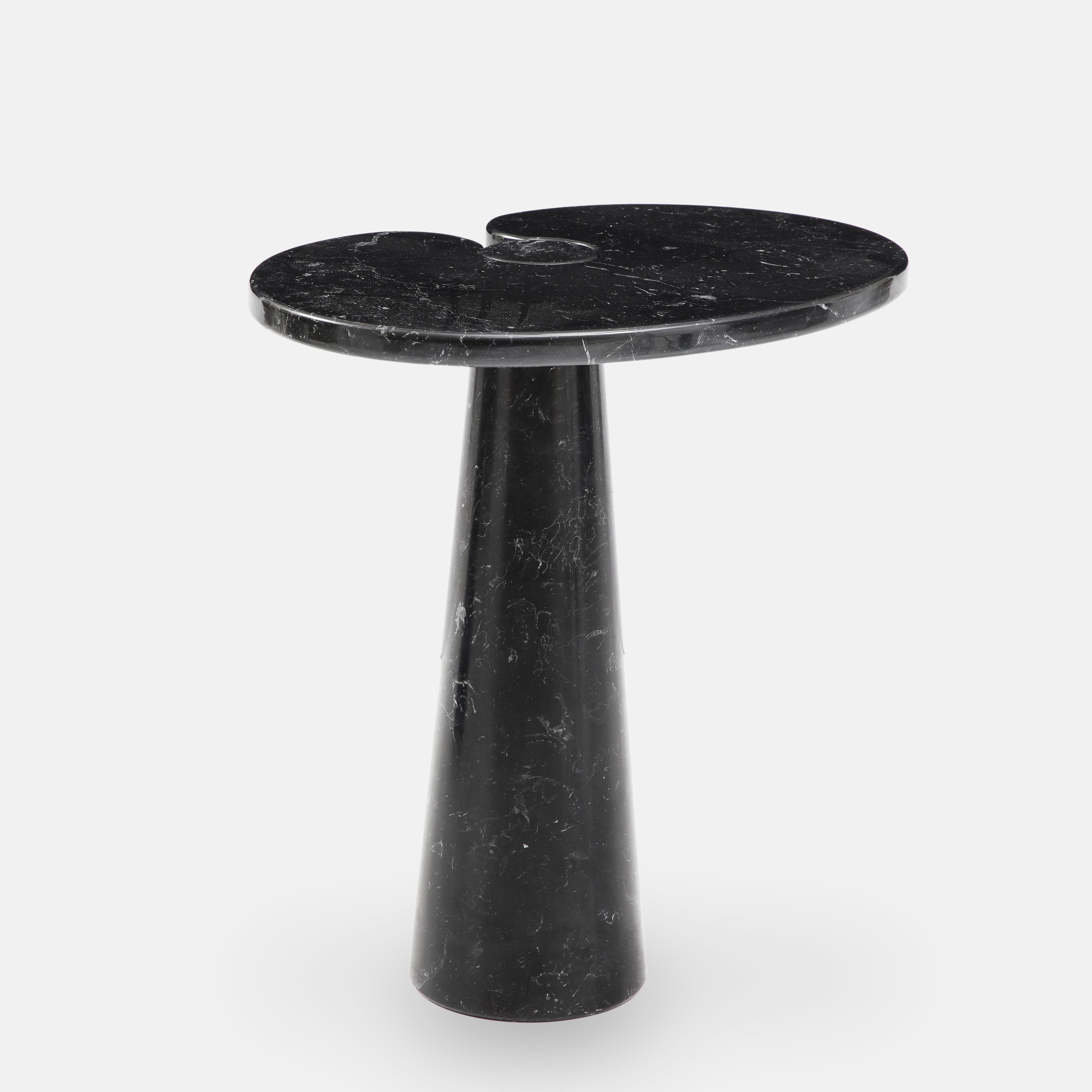 Polished Angelo Mangiarotti Nero Marquina Marble Tall Side Table from Eros Series, 1971 For Sale