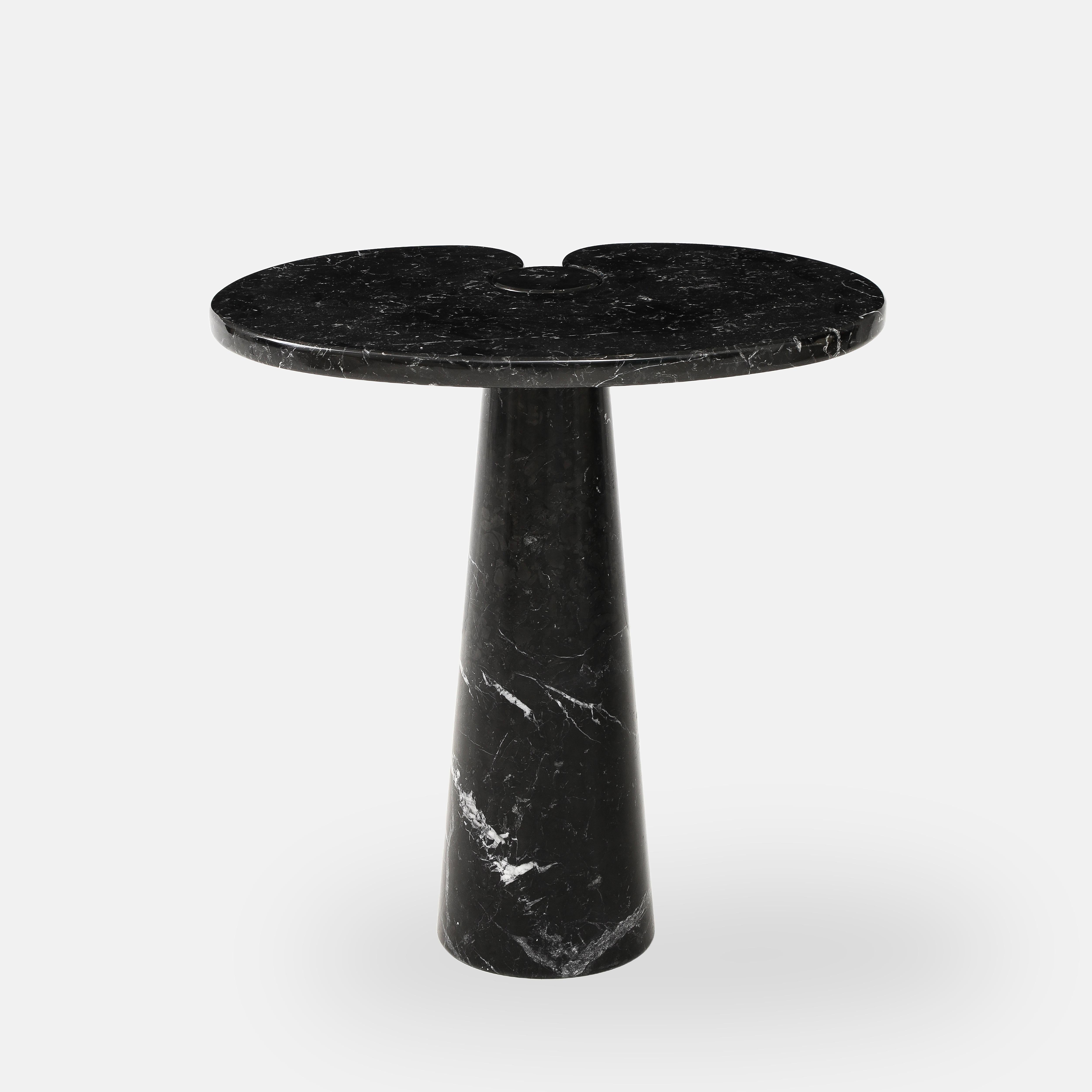 Polished Angelo Mangiarotti Nero Marquina Marble Tall Side Table from Eros Series, 1971 For Sale