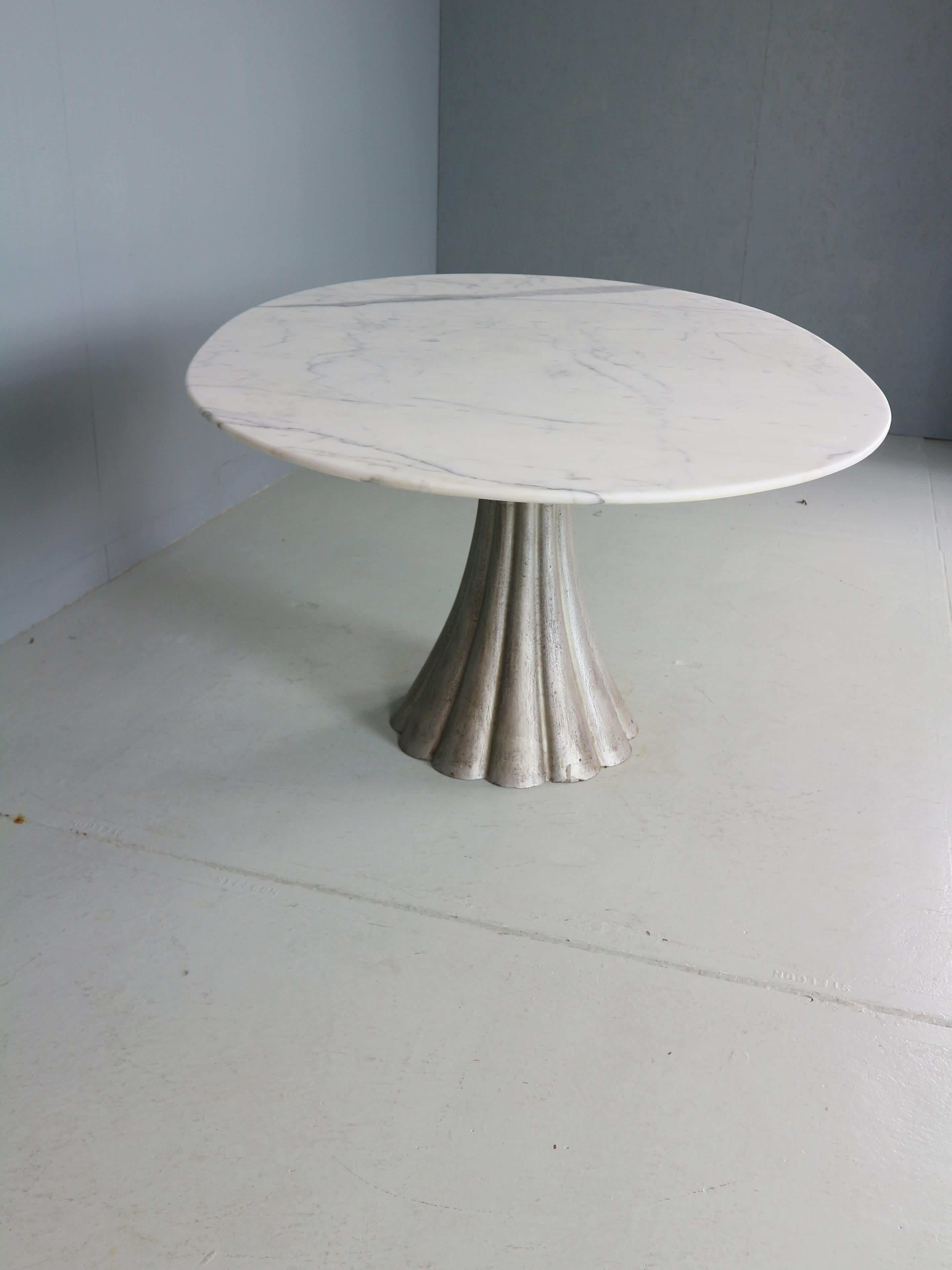Angelo Mangiarotti Oval Marble & Iron Cast Dinning Table, 1970's Italy 2