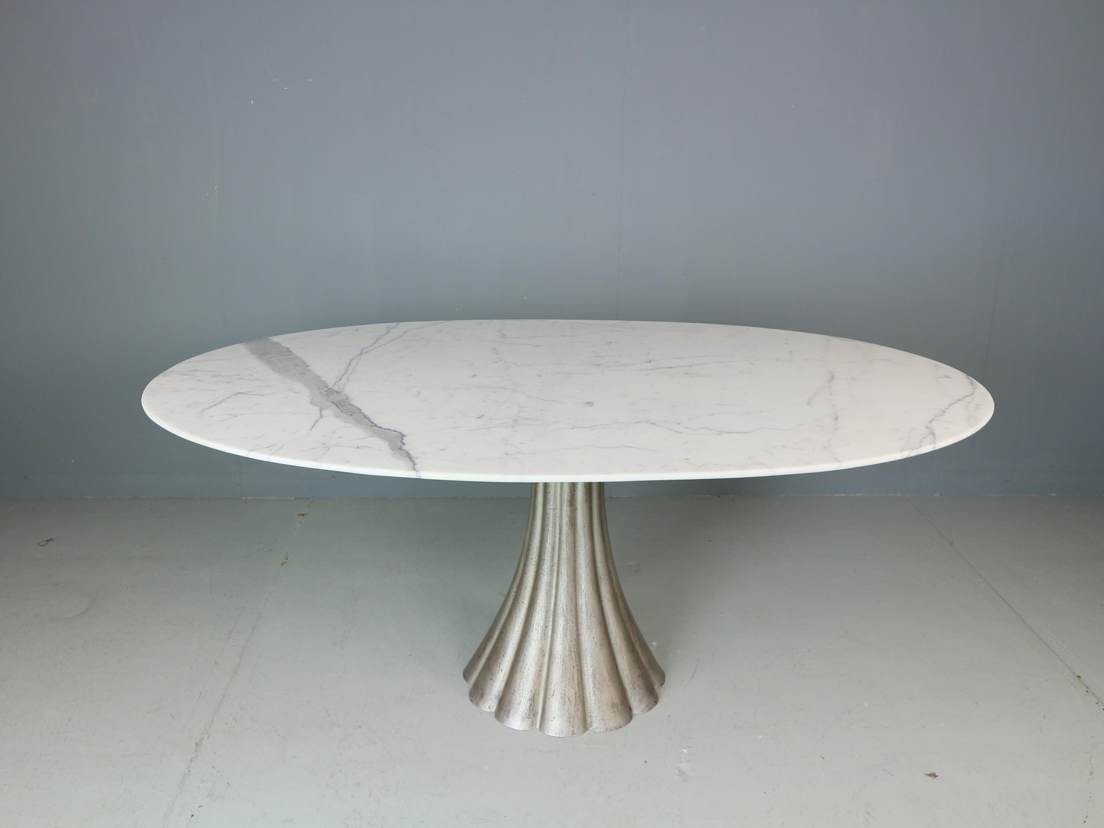 Angelo Mangiarotti Oval Marble & Iron Cast Dinning Table, 1970's Italy 5