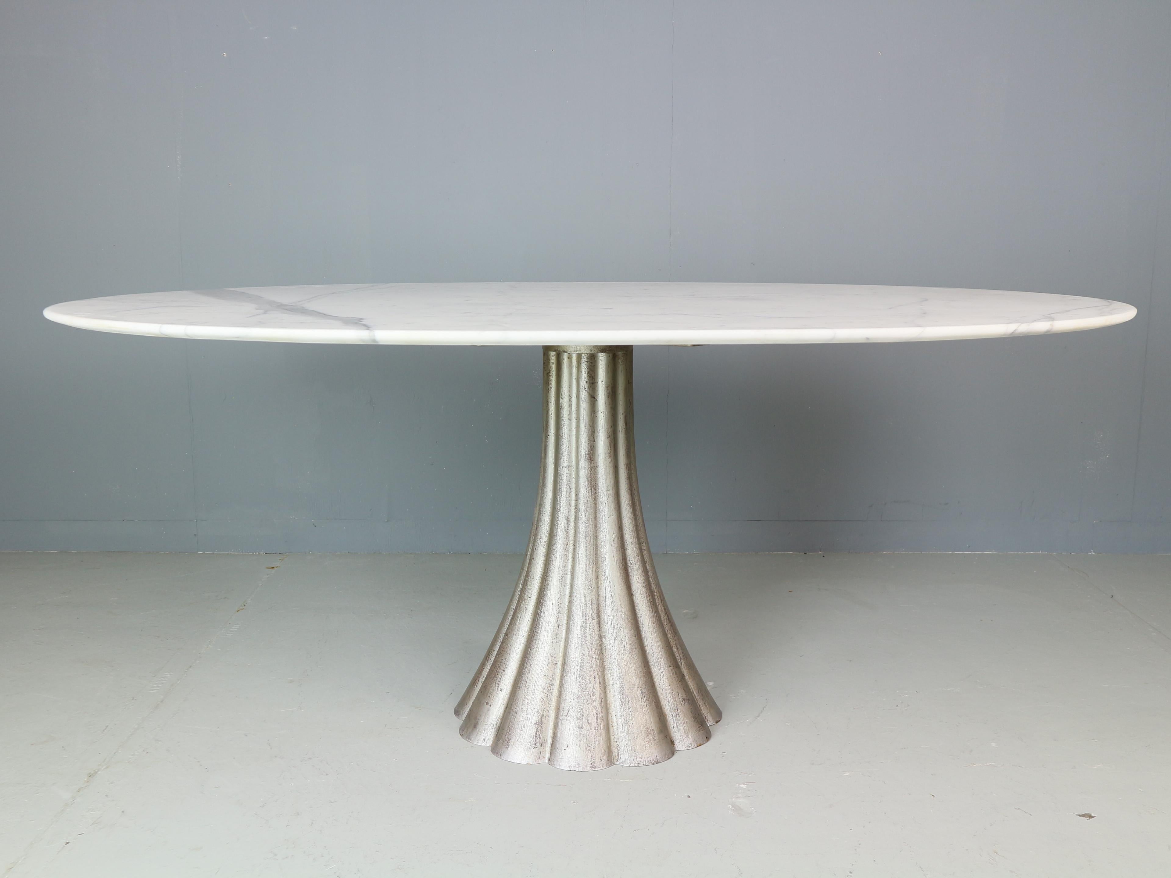 Angelo Mangiarotti Oval Marble & Iron Cast Dinning Table, 1970's Italy 6