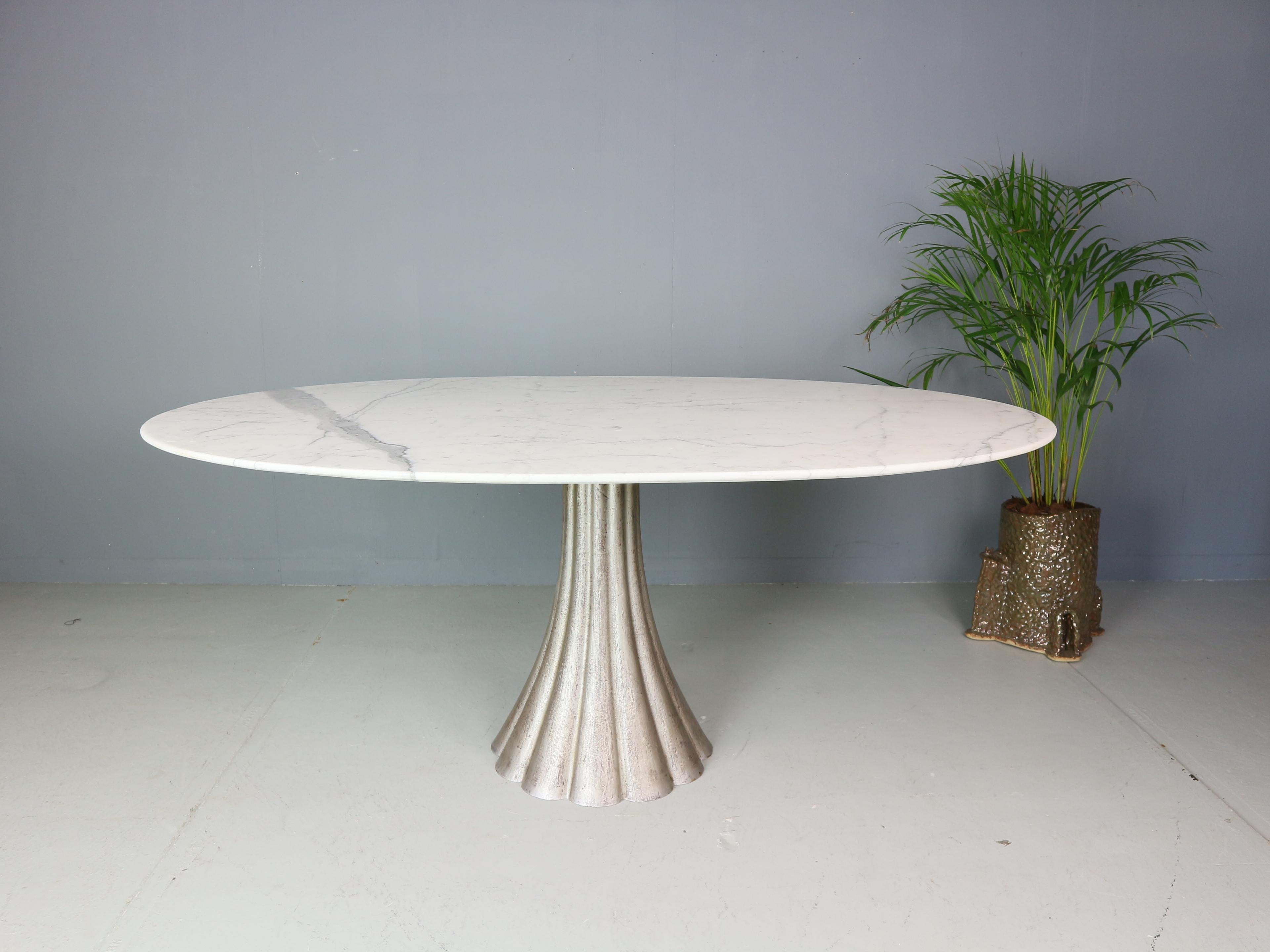 Angelo Mangiarotti Oval Marble & Iron Cast Dinning Table, 1970's Italy 7