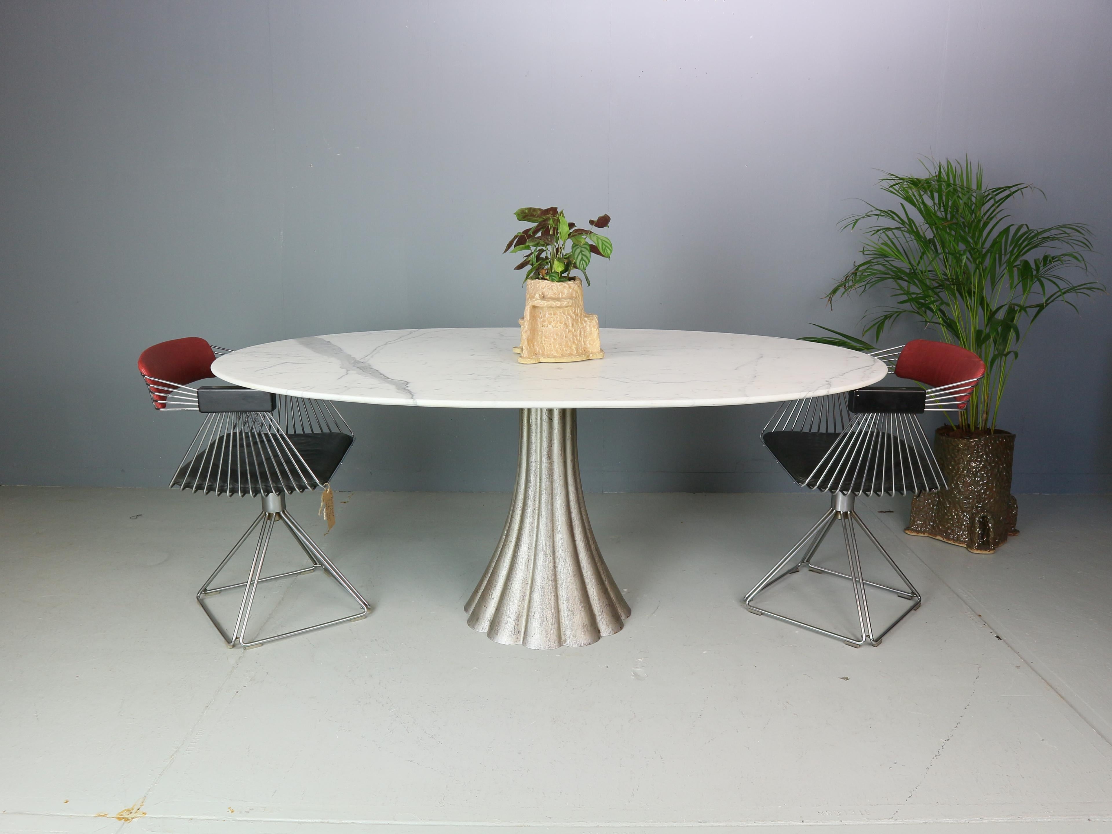 Angelo Mangiarotti Oval Marble & Iron Cast Dinning Table, 1970's Italy 9