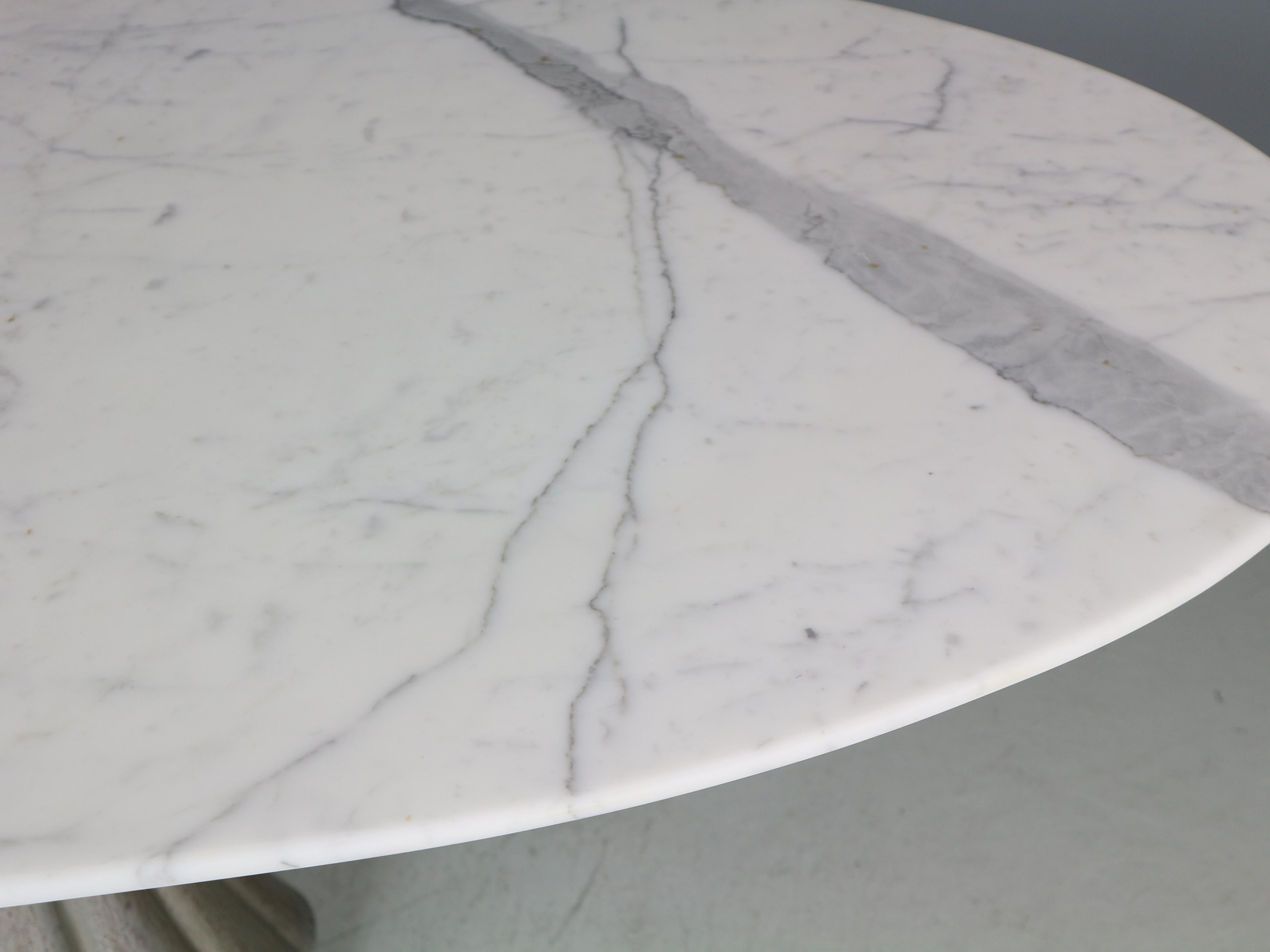 Italian Angelo Mangiarotti Oval Marble & Iron Cast Dinning Table, 1970's Italy
