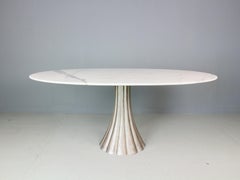 Angelo Mangiarotti Oval Marble & Iron Cast Dinning Table, 1970's Italy