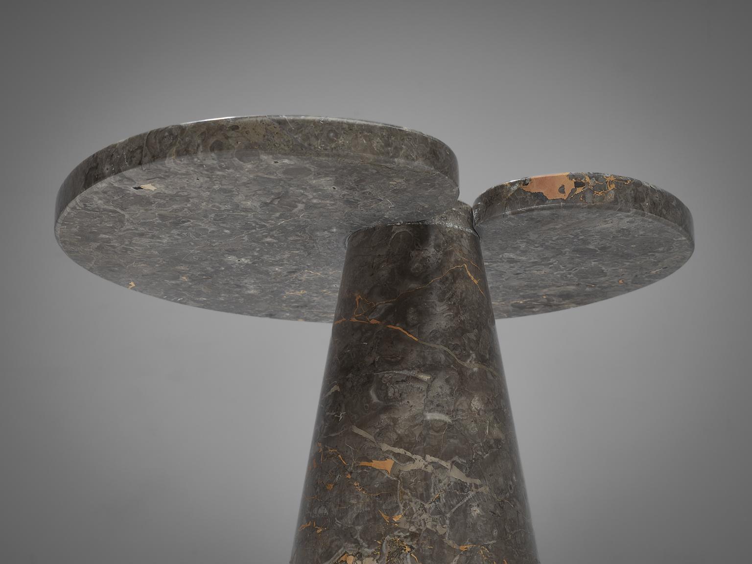 Italian Angelo Mangiarotti Pair of 'Eros' Side Tables in Grey Marble