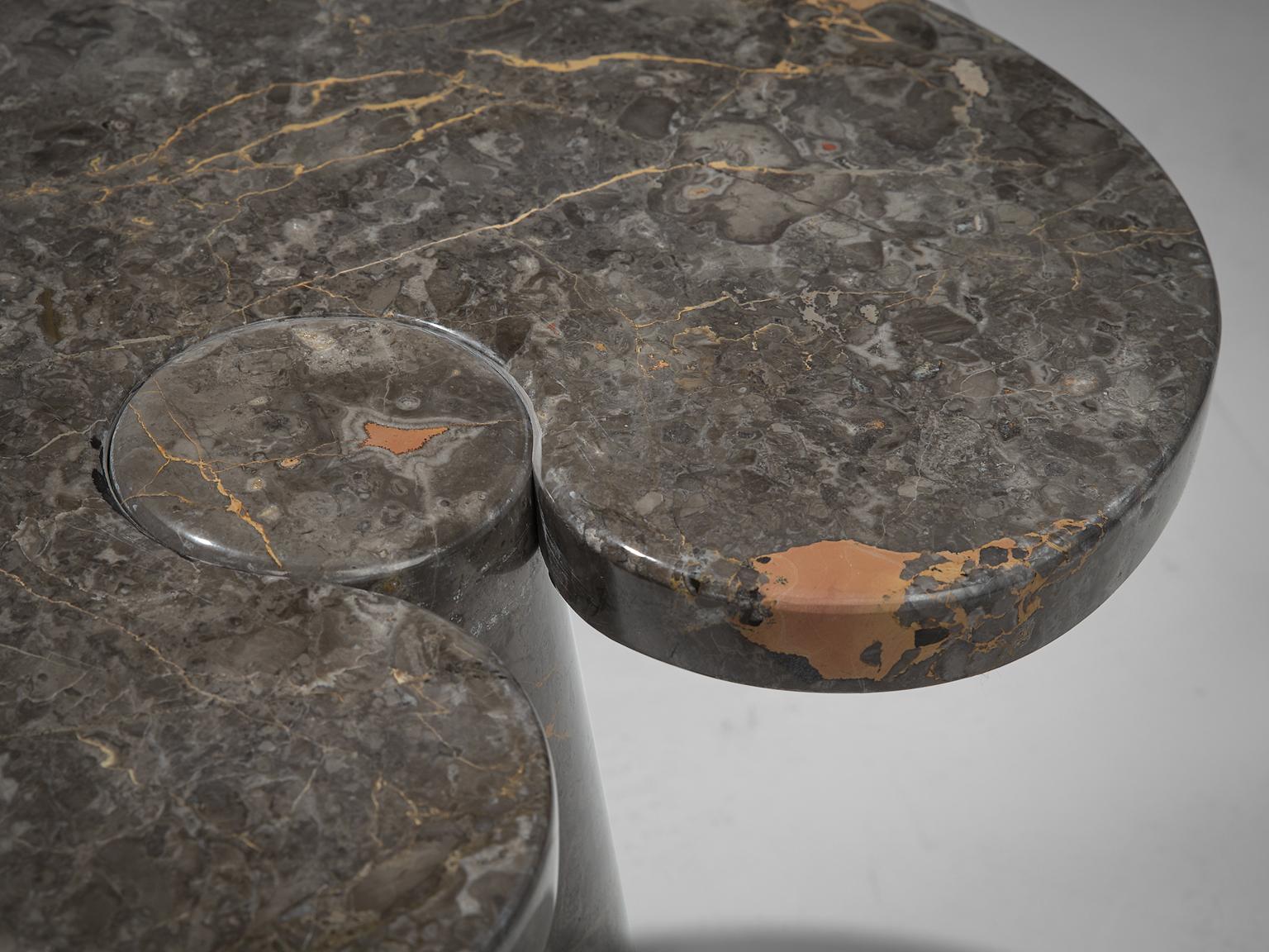 Angelo Mangiarotti Pair of 'Eros' Side Tables in Grey Marble In Good Condition In Waalwijk, NL