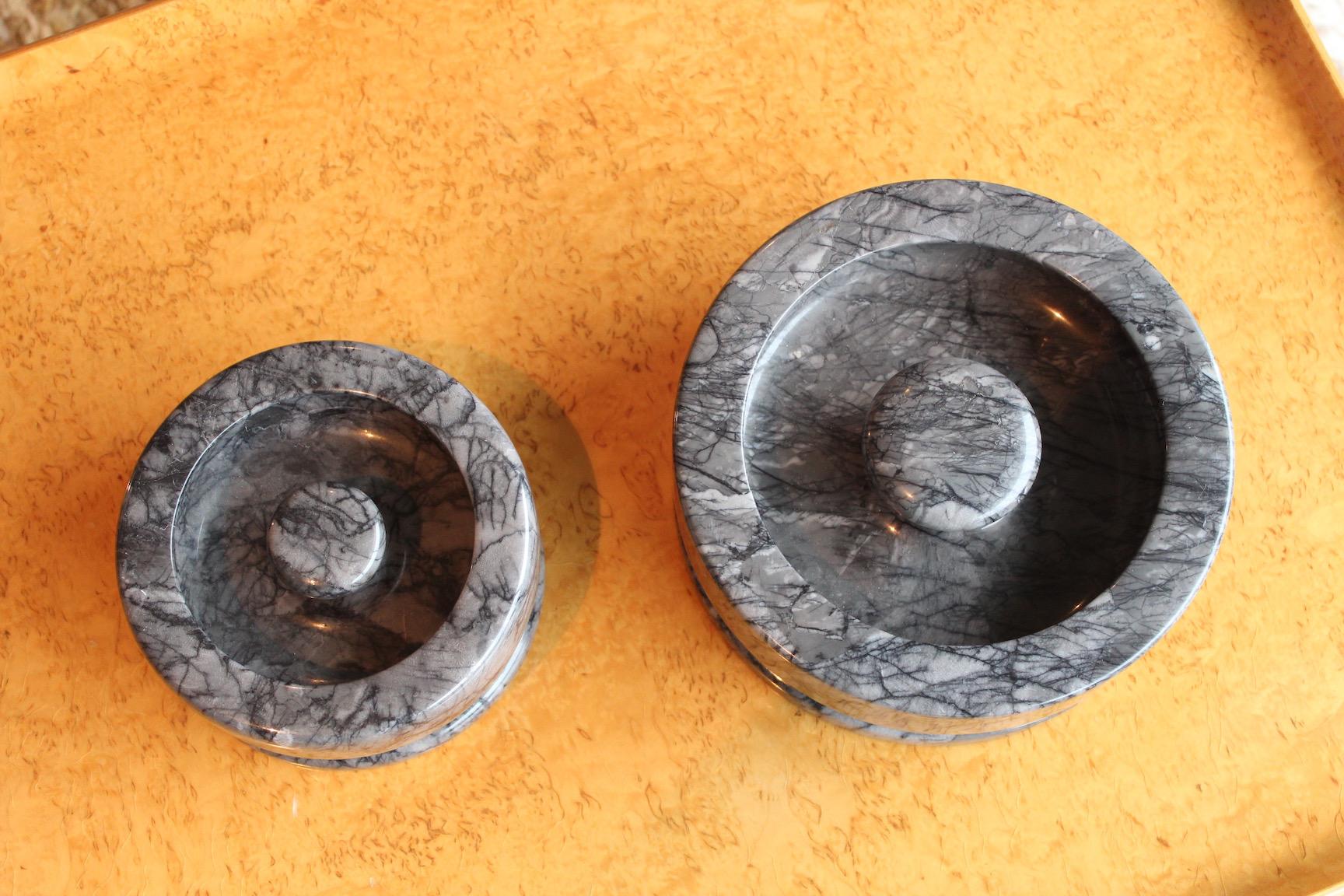 Angelo Mangiarotti Pair of Marble Bowls For Sale 2
