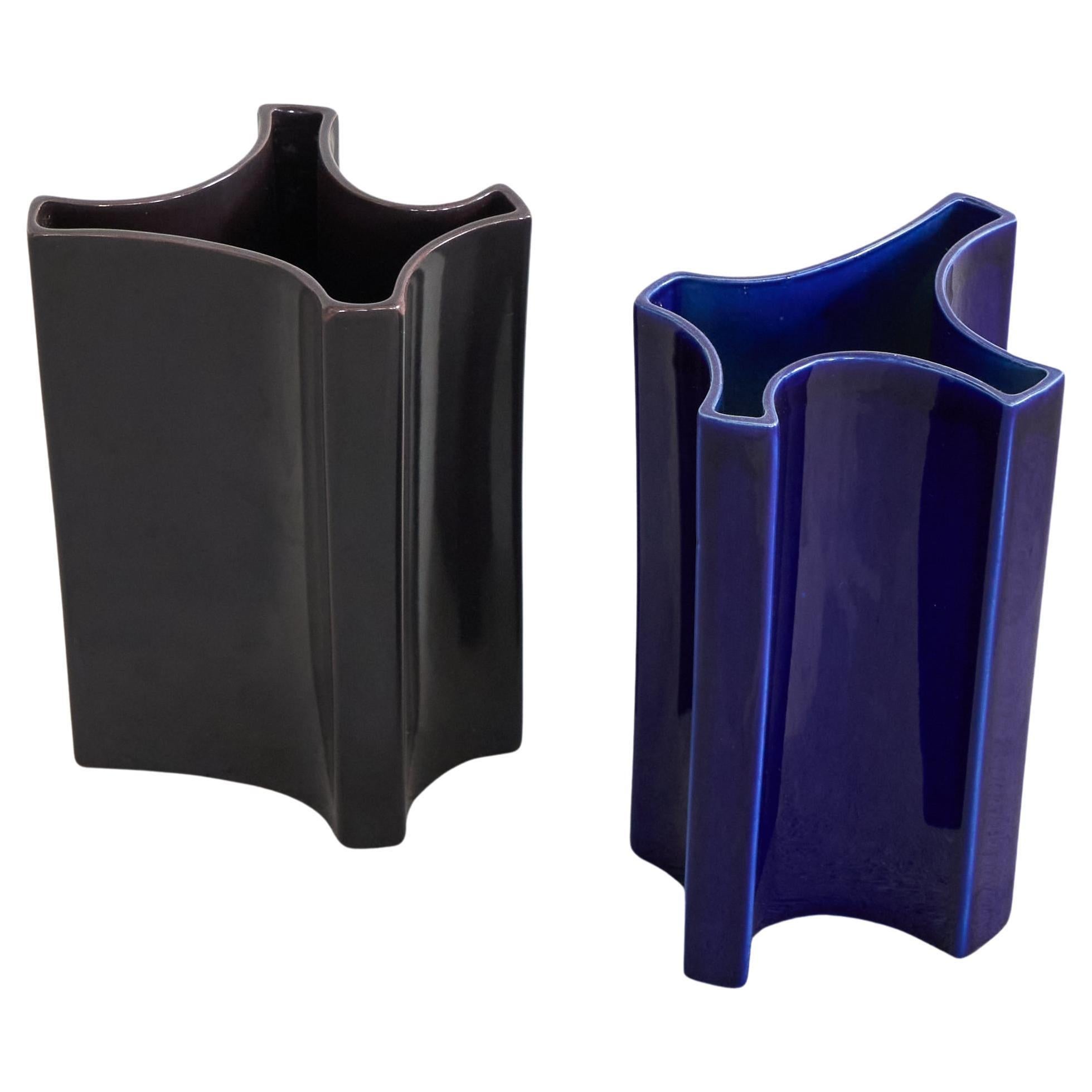 Angelo Mangiarotti Pair of Mid Century Vases for Fratelli Brambilla 1960s