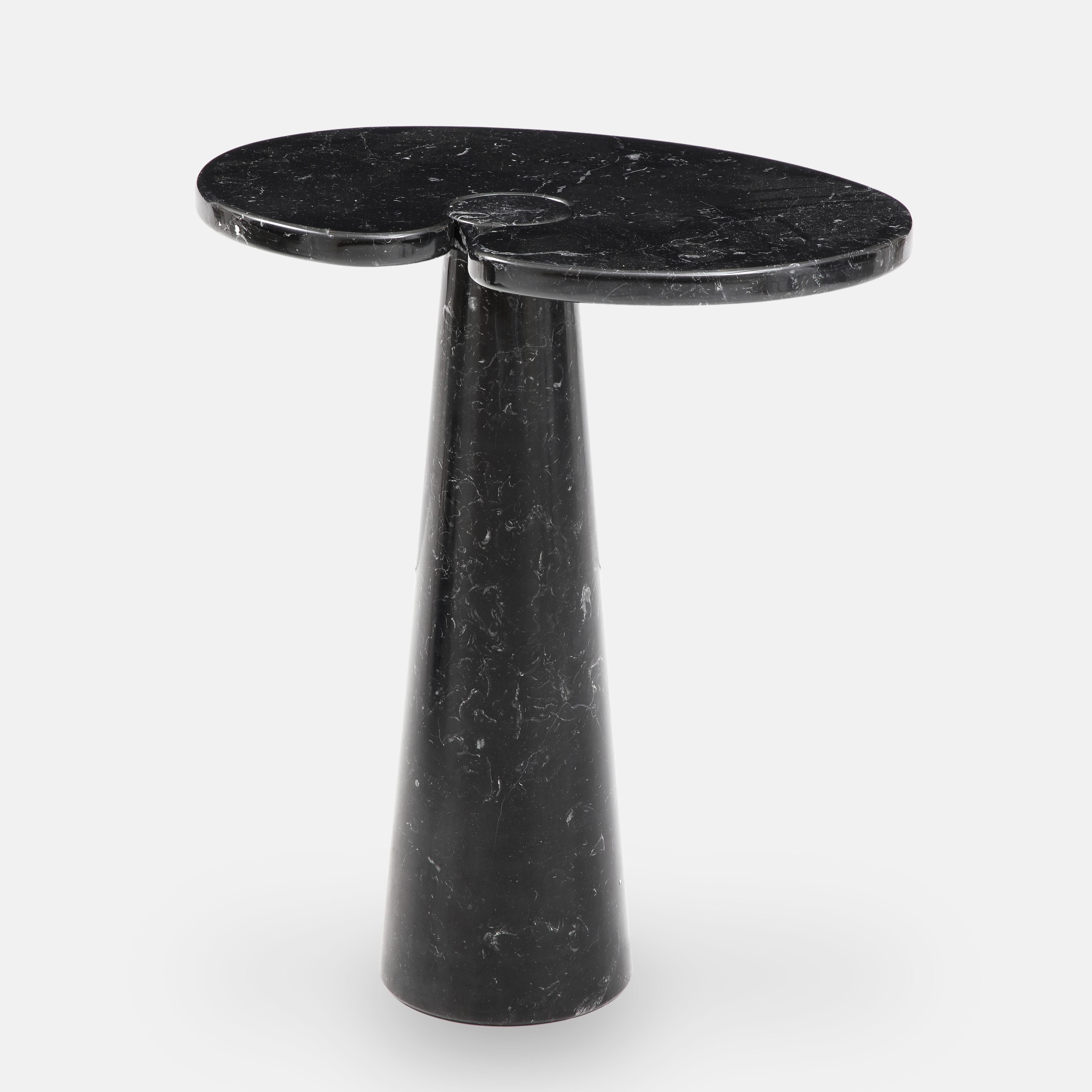 Italian Angelo Mangiarotti Pair of Nero Marquina Eros Marble Tall Side Tables, 1971 For Sale