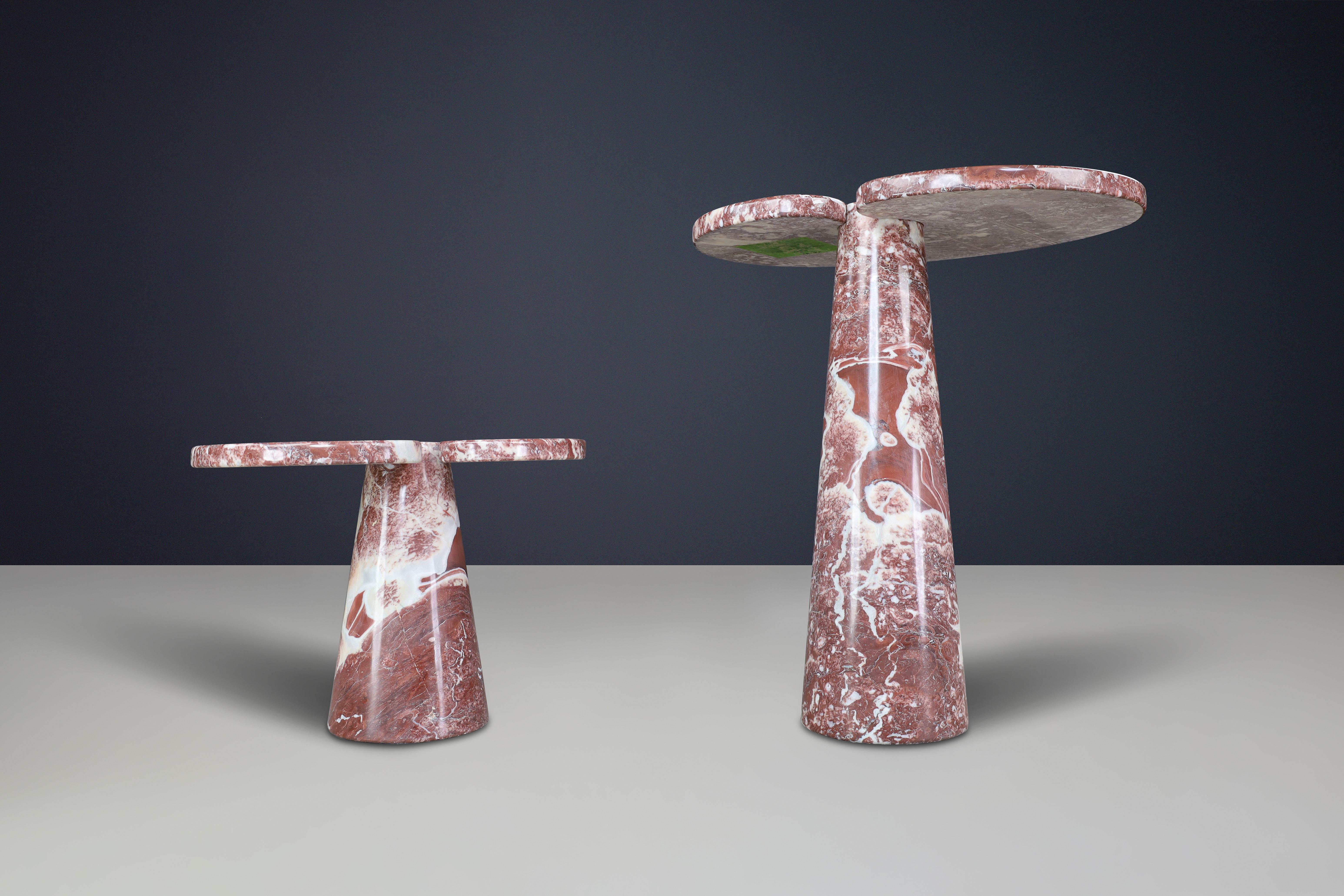 Angelo Mangiarotti pair of two Rosso marble consoles for Skipper Italy 1970 For Sale 3