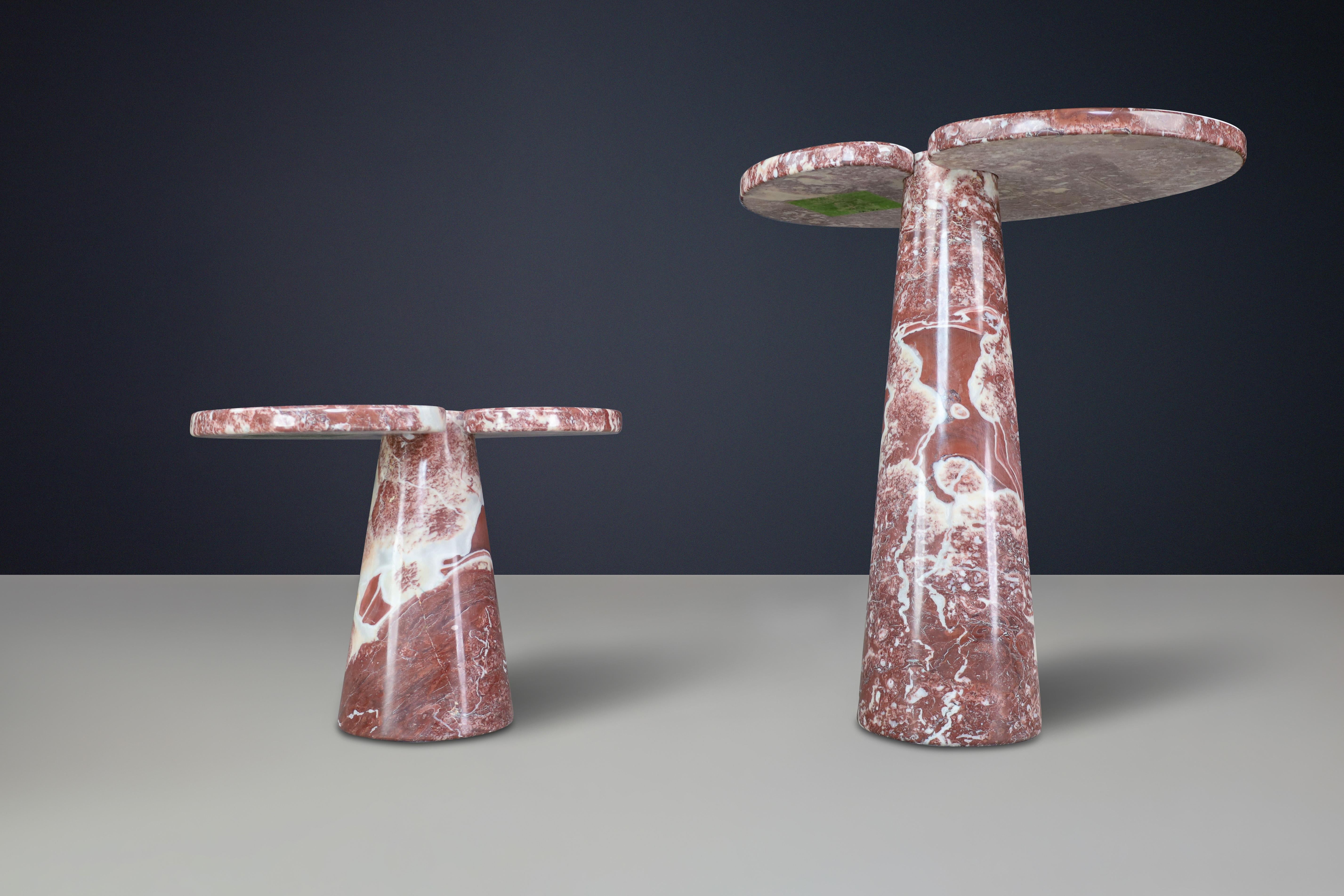 Angelo Mangiarotti pair of two Rosso marble consoles for Skipper Italy 1970 For Sale 4